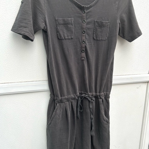 J Crew shirt dress sz XS grey Henley pullover 100% cotton short sleeve casual - Picture 2 of 9